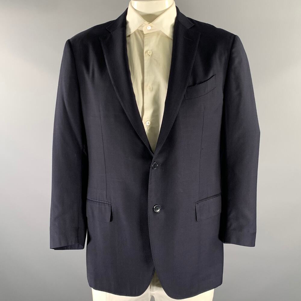 ERMENEGILDO ZEGNA Size 44 Navy Wool Notch Lapel Sport Coat